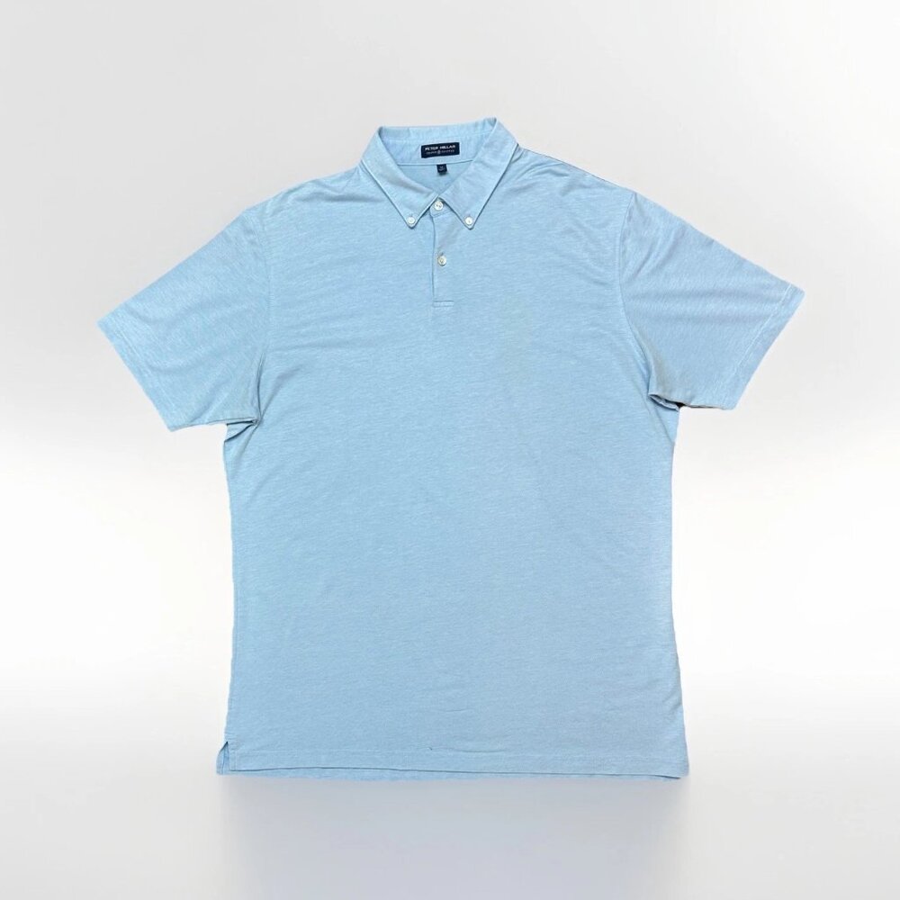 Peter Millar Sean Stretch Jersey Polo XL Cottage Blue Crown Crafted Mens Shirt
